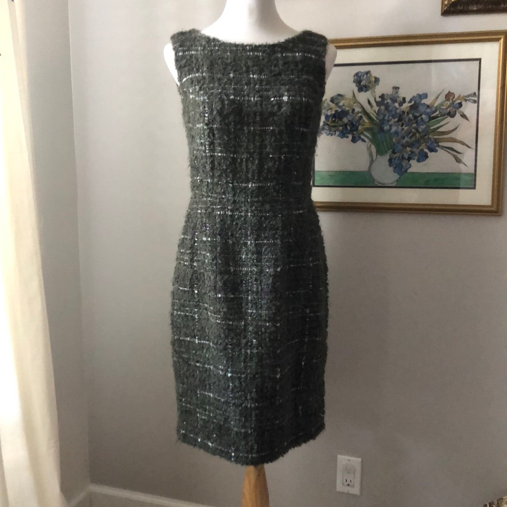 Dior Dark Green Tweed Mini Dress